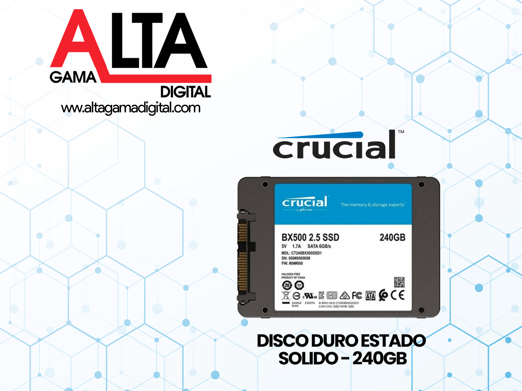 DISCO DURO ESTADO SATA - 240GB - CRUCIAL - Portátiles Unilago Bogota 🥇 Alta Digital